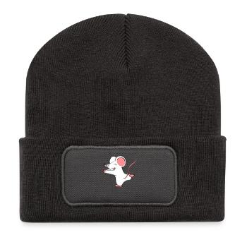 Mäusepaar Teil 1 - Recycelte Patch Beanie - Dunkelgrau - Vorne