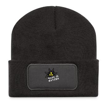 edelweiss made in bayern - Recycelte Patch Beanie - Dunkelgrau - Vorne