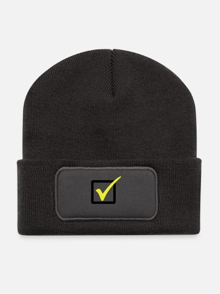 Abgehakt / Haken / Richtig 2c - Recycelte Patch Beanie - Dunkelgrau