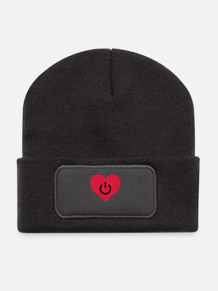 power of love - Recycelte Patch Beanie - Dunkelgrau
