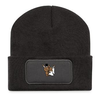 2 lapins mariage marié marié fiancé fiancé - Beanie recyclé à patch - charbon - Devant