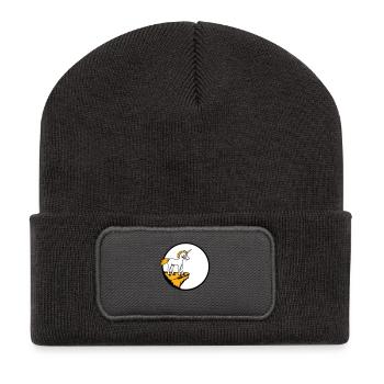 Unicorn Cliff Moon Evil Angry Bad Mood - Recycled Patch Beanie - dark grey - Front