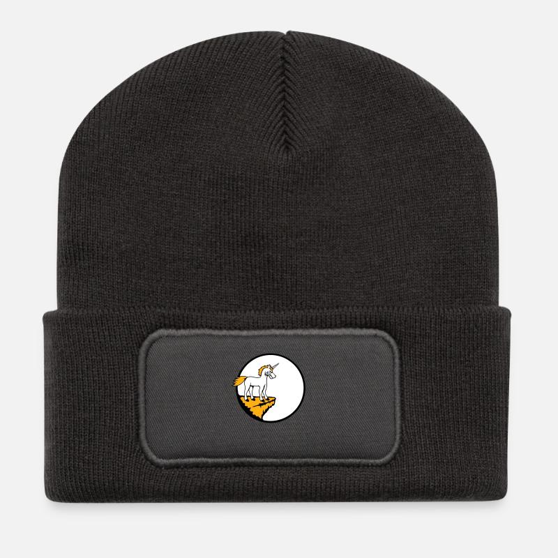 Licorne Falaise Lune Mal En colère Mauvaise humeur - Beanie recyclé à patch - charbon