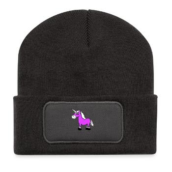 licorne sourit assez sympathique cheval de dessin animé - Beanie recyclé à patch - charbon - Devant