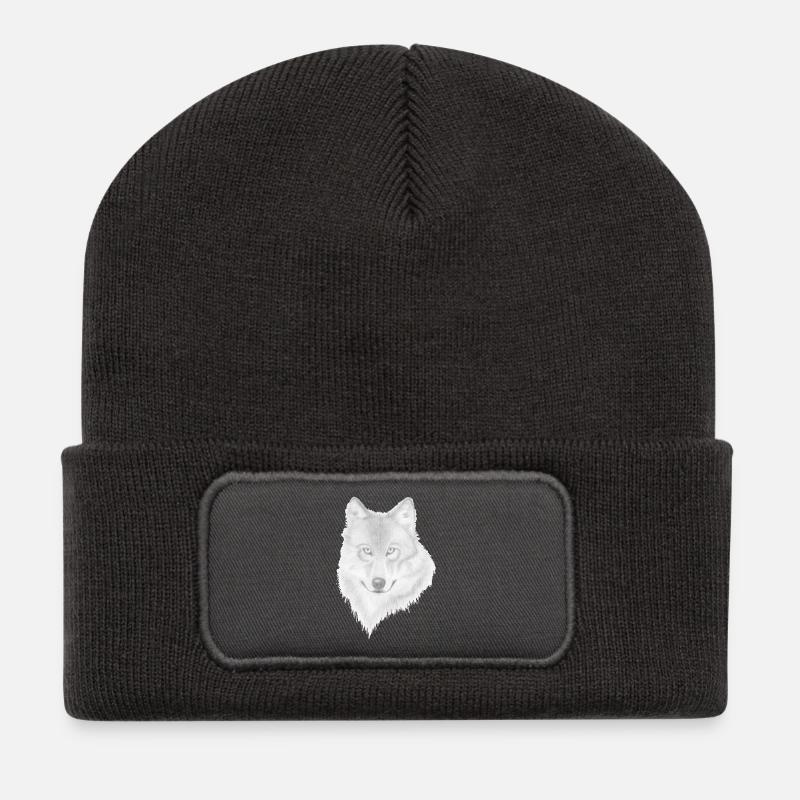 Wolf - Recycelte Patch Beanie - Dunkelgrau