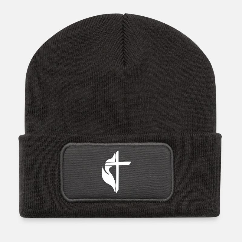 Croix chrétienne - Beanie recyclé à patch - charbon