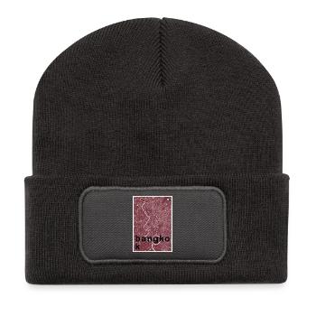 Bangkok hipster city map red - Recycled Patch Beanie - dark grey - Front