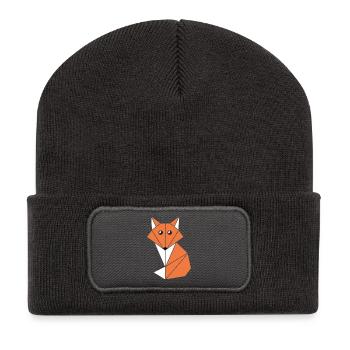 Kawaii renard - Beanie recyclé à patch - charbon - Devant