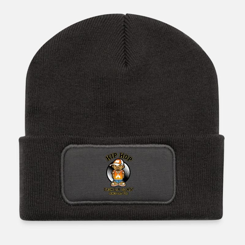 HIP HOP - Recycelte Patch Beanie - Dunkelgrau