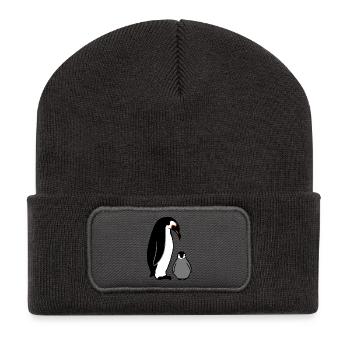 Penguin with baby - Recycled Patch Beanie - dark grey - Front