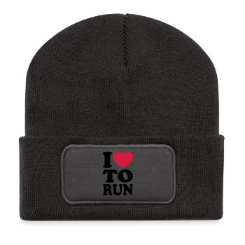 I love to run - J'aime courir - Beanie recyclé à patch - charbon - Devant