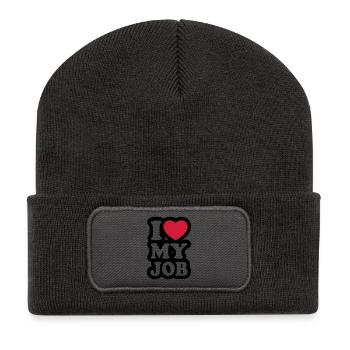 I love my job - J'aime mon travail - Beanie recyclé à patch - charbon - Devant