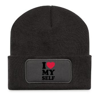 I love my self - Recycled Patch Beanie - dark grey - Front