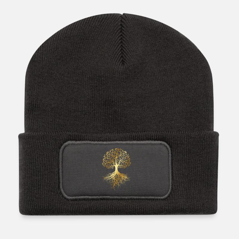 Arbre de vie - Beanie recyclé à patch - charbon