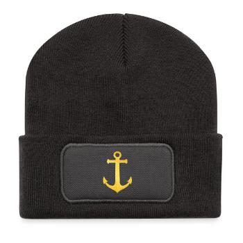 Cool Hipster Anchor (Golden Beach / beach - style) - Beanie recyclé à patch - charbon - Devant