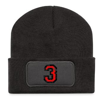 Zahl 3 (Vintage Rot) 3. Geburtstag Nr. 3 - Recycelte Patch Beanie - Dunkelgrau - Vorne