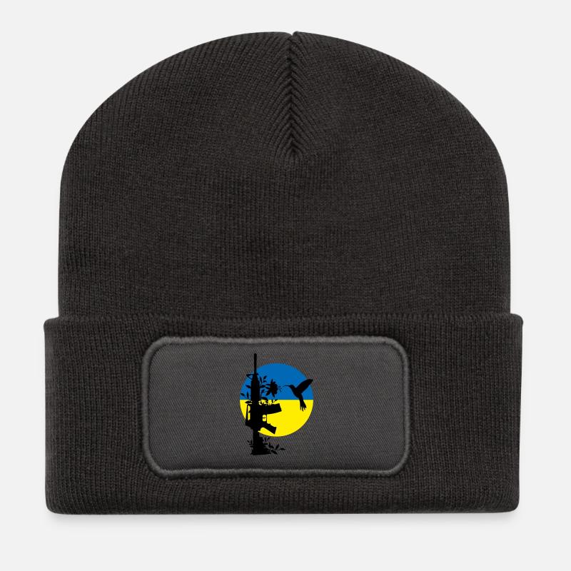 peace no war ukraine - Recycelte Patch Beanie - Dunkelgrau