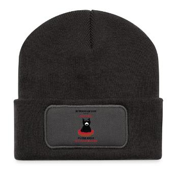 Je travaille dur pour mon chat - vie meilleure - Beanie recyclé à patch - charbon - Devant