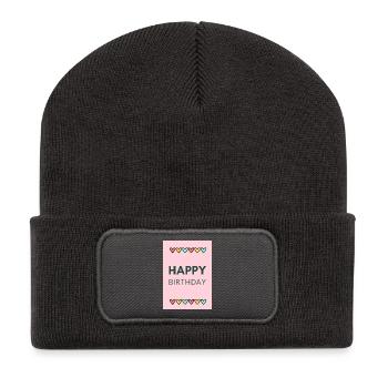 BIRTHDAY,HAPPY BIRTHDAY,HAPPY BIRTHDAY - Recycled Patch Beanie - dark grey - Front