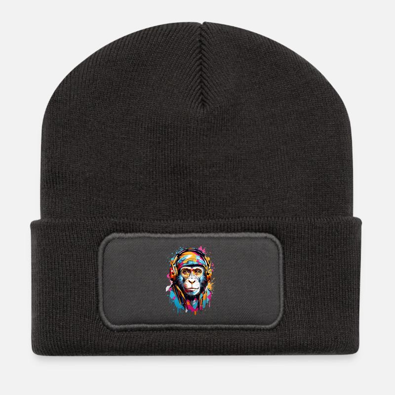 Coole Affe - Recycelte Patch Beanie - Dunkelgrau