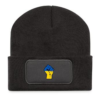 Ukraine Fausthand - Recycelte Patch Beanie - Dunkelgrau - Vorne