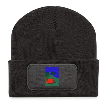 Zelt unterm Sternenhimmel - Recycelte Patch Beanie - Dunkelgrau - Vorne