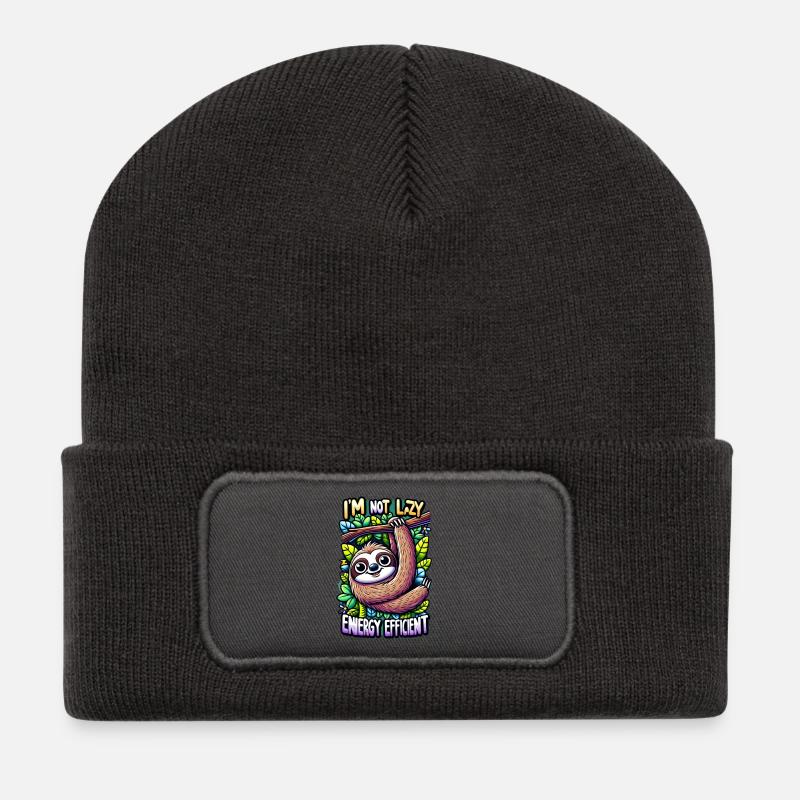 Paresseux (Flash) - Beanie recyclé à patch - charbon
