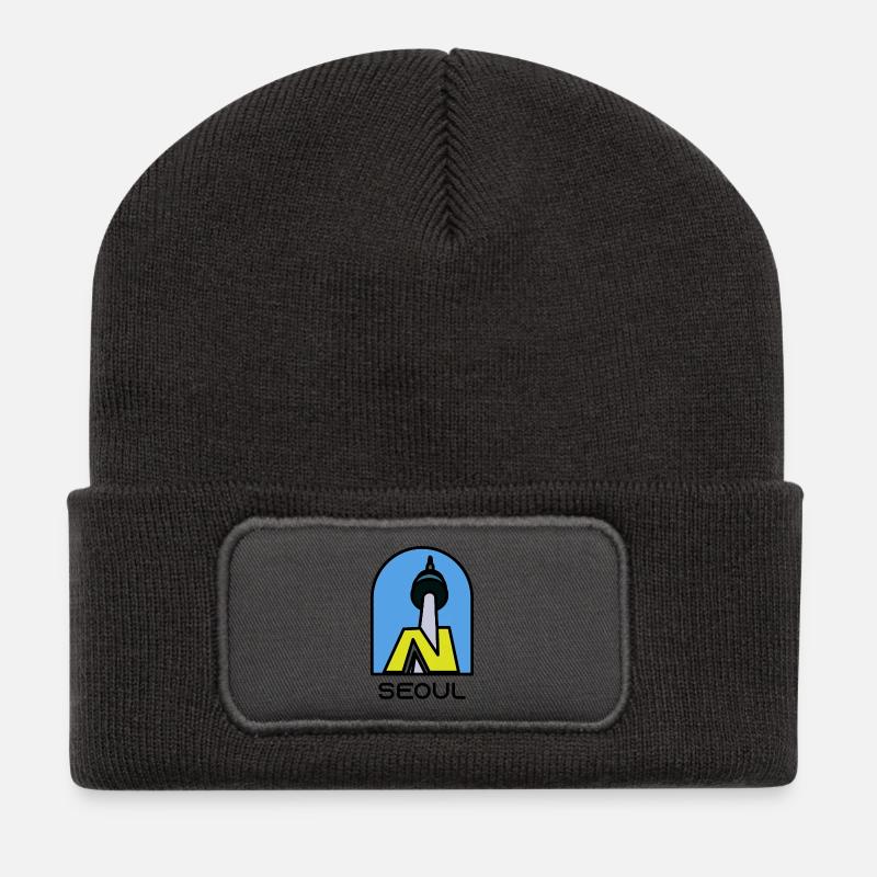 SEOUL - N Seoul Tower - Recycelte Patch Beanie - Dunkelgrau