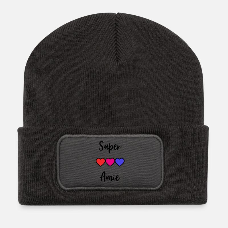 SUPER AMIE - Beanie recyclé à patch - charbon
