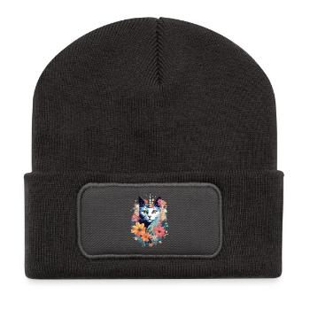 Collection chat licorne 3 - Beanie recyclé à patch - charbon - Devant