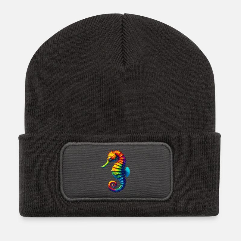 Seepferdchen - Recycelte Patch Beanie - Dunkelgrau