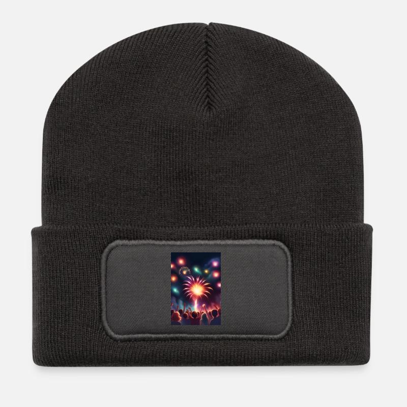 Superbe feu d’artifice - Beanie recyclé à patch - charbon