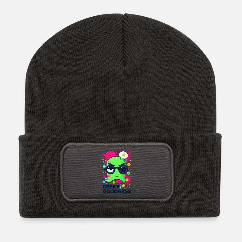 Geekige Güte - Recycelte Patch Beanie - Dunkelgrau