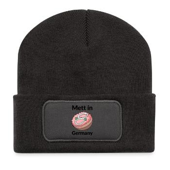 Mett in Germany - Recycelte Patch Beanie - Dunkelgrau - Vorne