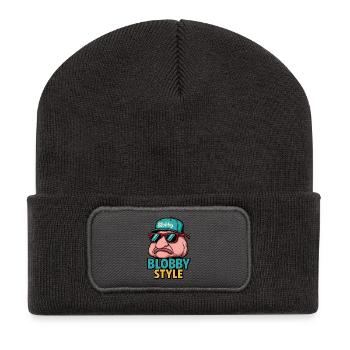 Blobby Style Cartoon Tee - Recycled Patch Beanie - dark grey - Front