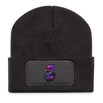 Rooster colorful in tattoo style - Recycled Patch Beanie - dark grey - Front