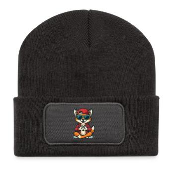 Foxy Love Vibes - Recycelte Patch Beanie - Dunkelgrau - Vorne