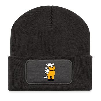 Pferd Süß Pony Fohlen Pferdemädchen Niedlich Comic - Recycelte Patch Beanie - Dunkelgrau - Vorne