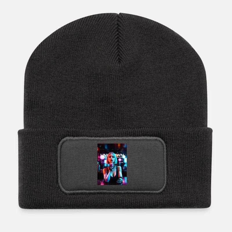 Neon dreams - Recycelte Patch Beanie - Dunkelgrau