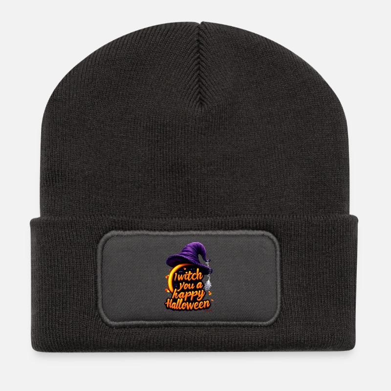" I Witch you a Happy Halloween " - Recycled Patch Beanie - dark grey