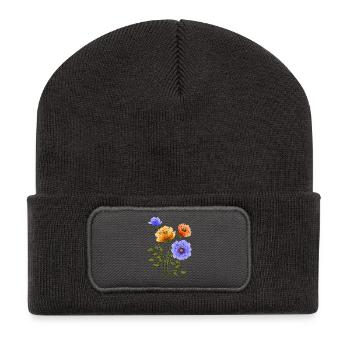 Fleur - Beanie recyclé à patch - charbon - Devant