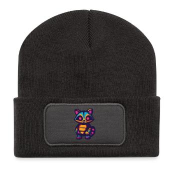 raton laveur Halloween Zombie - Beanie recyclé à patch - charbon - Devant