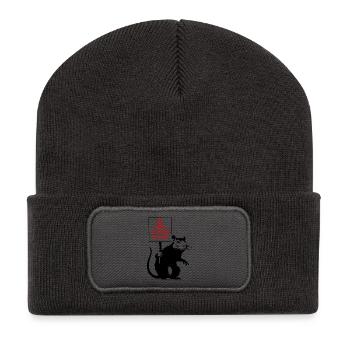 Sei freundlich zueinander Ratte - Recycelte Patch Beanie - Dunkelgrau - Vorne