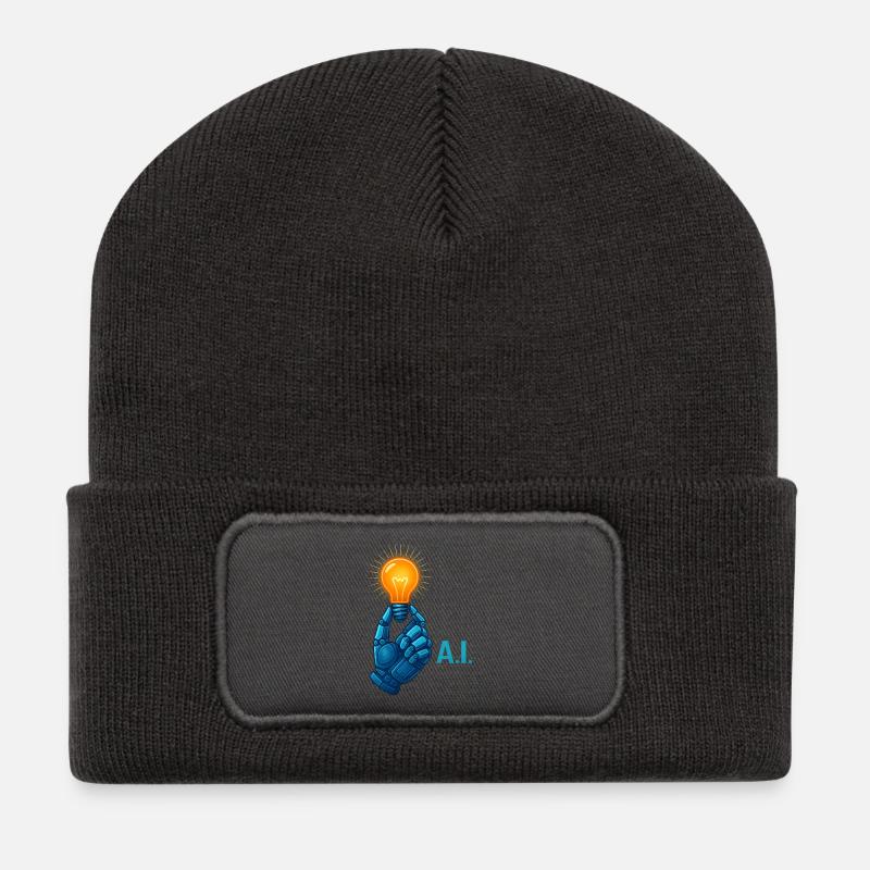 ai Tech Statement mit coolem Vibe funny - Recycelte Patch Beanie - Dunkelgrau
