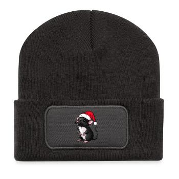 Christmas Rat - Recycled Patch Beanie - dark grey - Front