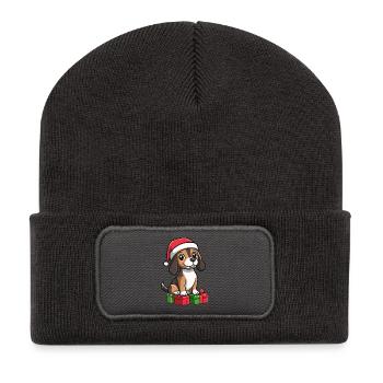 Beagle Hund Weihnachten Geschenke - Recycelte Patch Beanie - Dunkelgrau - Vorne