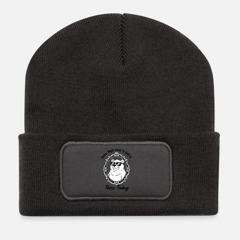 Chill Bear dans un cadre orné - Beanie recyclé à patch - charbon