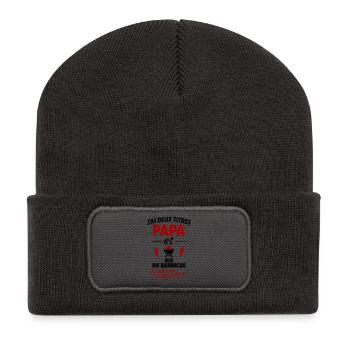 Papa Roi Du Barbecue Deux Titres - Beanie recyclé à patch - charbon - Devant