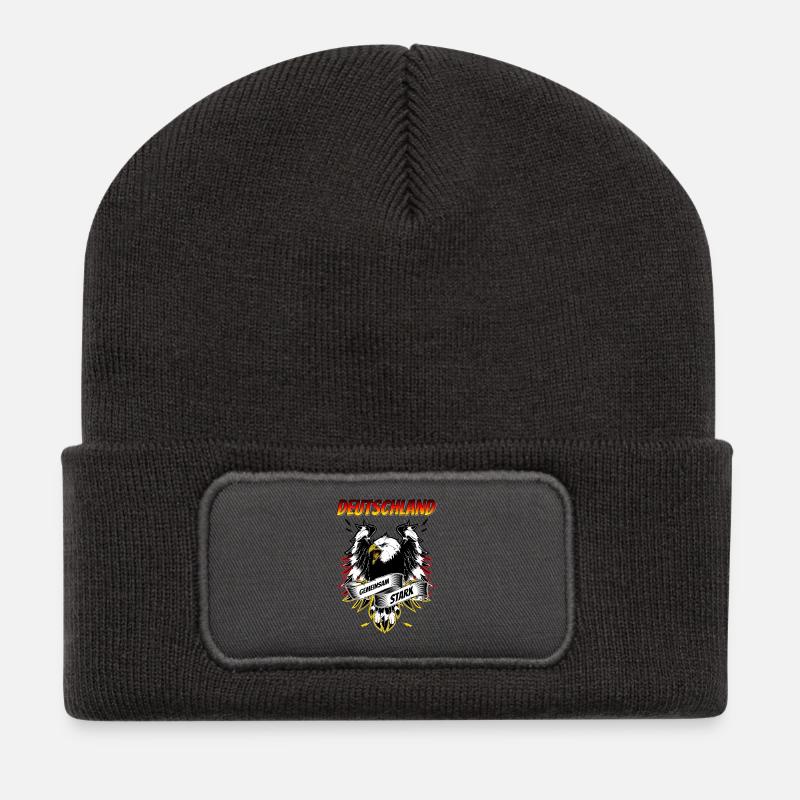 Deutschland Gemeinsam Stark Adler - Recycelte Patch Beanie - Dunkelgrau