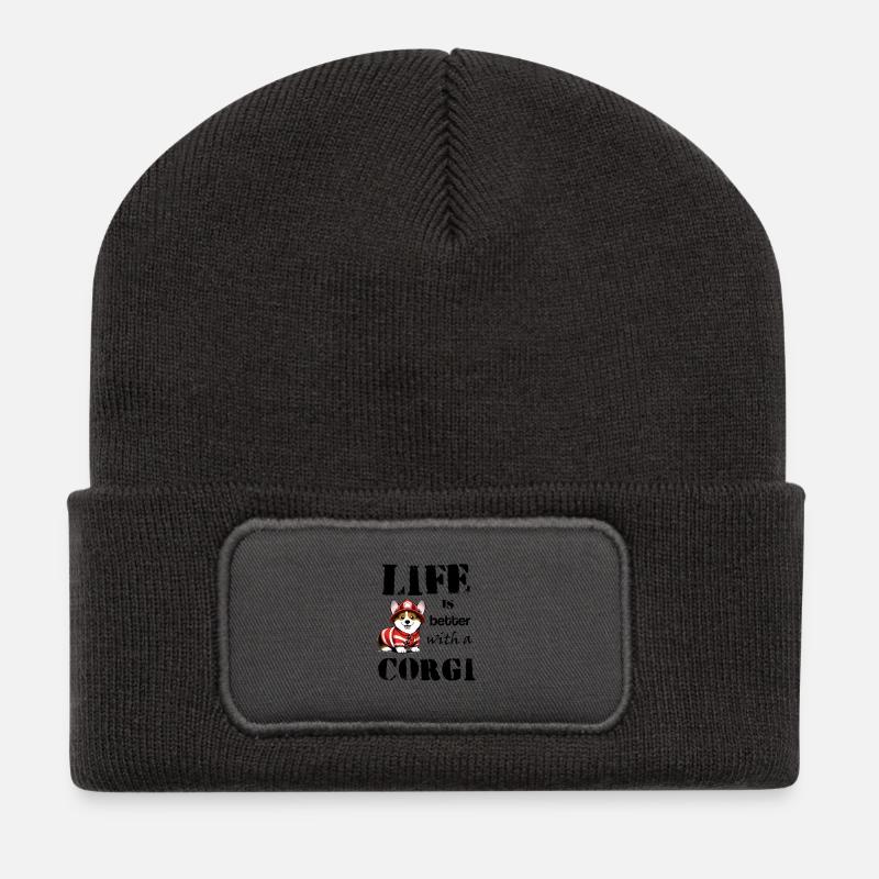 Corgi_firefighter - Recycelte Patch Beanie - Dunkelgrau